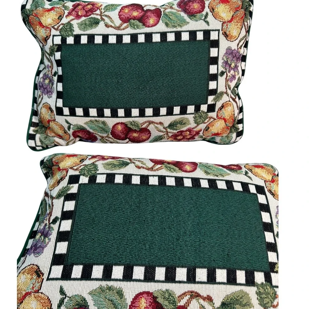 Tapestry Accent Throw Pillows Fruit Floral Fall Decorative Retro Cozy (Pair) #2